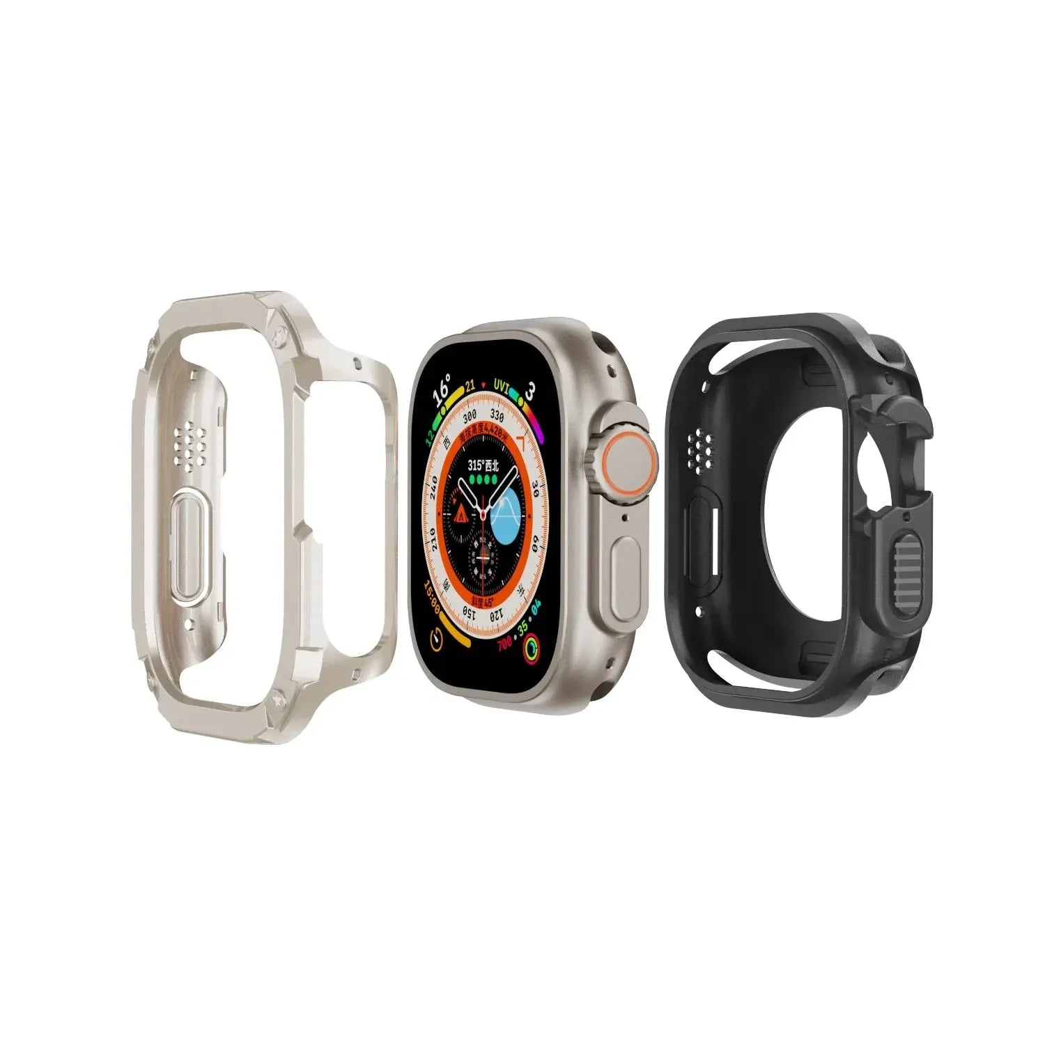 2 in 1 Case for Apple Watch Series 8/7/SE/6/5/4 Ultra 41mm 45mm 40mm 44mm 49mm TPU + PC Shockproof Protector Bumper for iwatch Pinnacle Luxuries