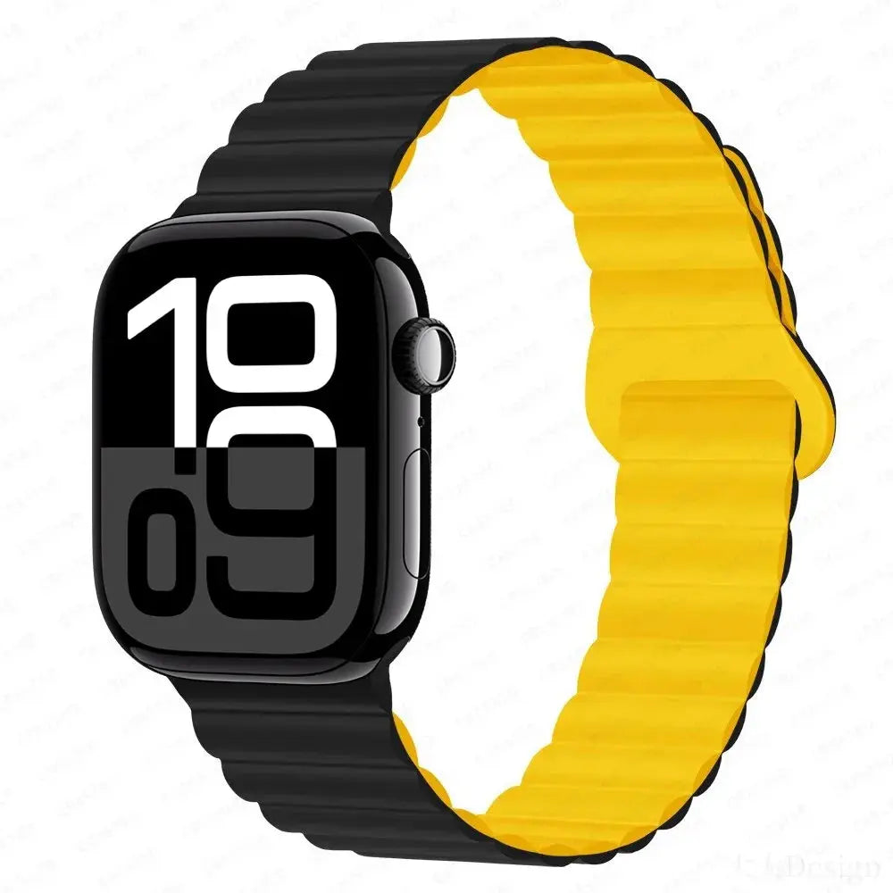 Magnetic Silicone Band for Apple Watch – Adjustable Strap for Ultra 1/2 (49mm), Series 10, 9, 8, 7, SE (45mm/44mm/42mm/41mm/40mm/38mm)