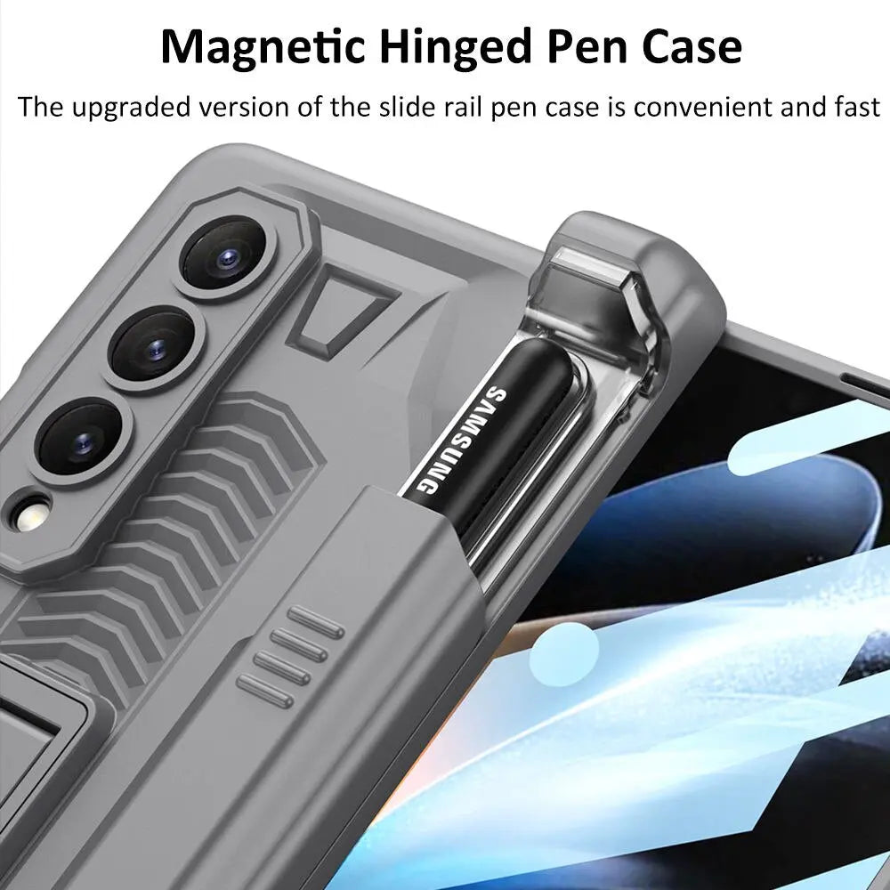 Pinnacle Magnetic Folding Armor Slide Pen Case For Samsung Galaxy Z Fold 4 - Pinnacle Luxuries