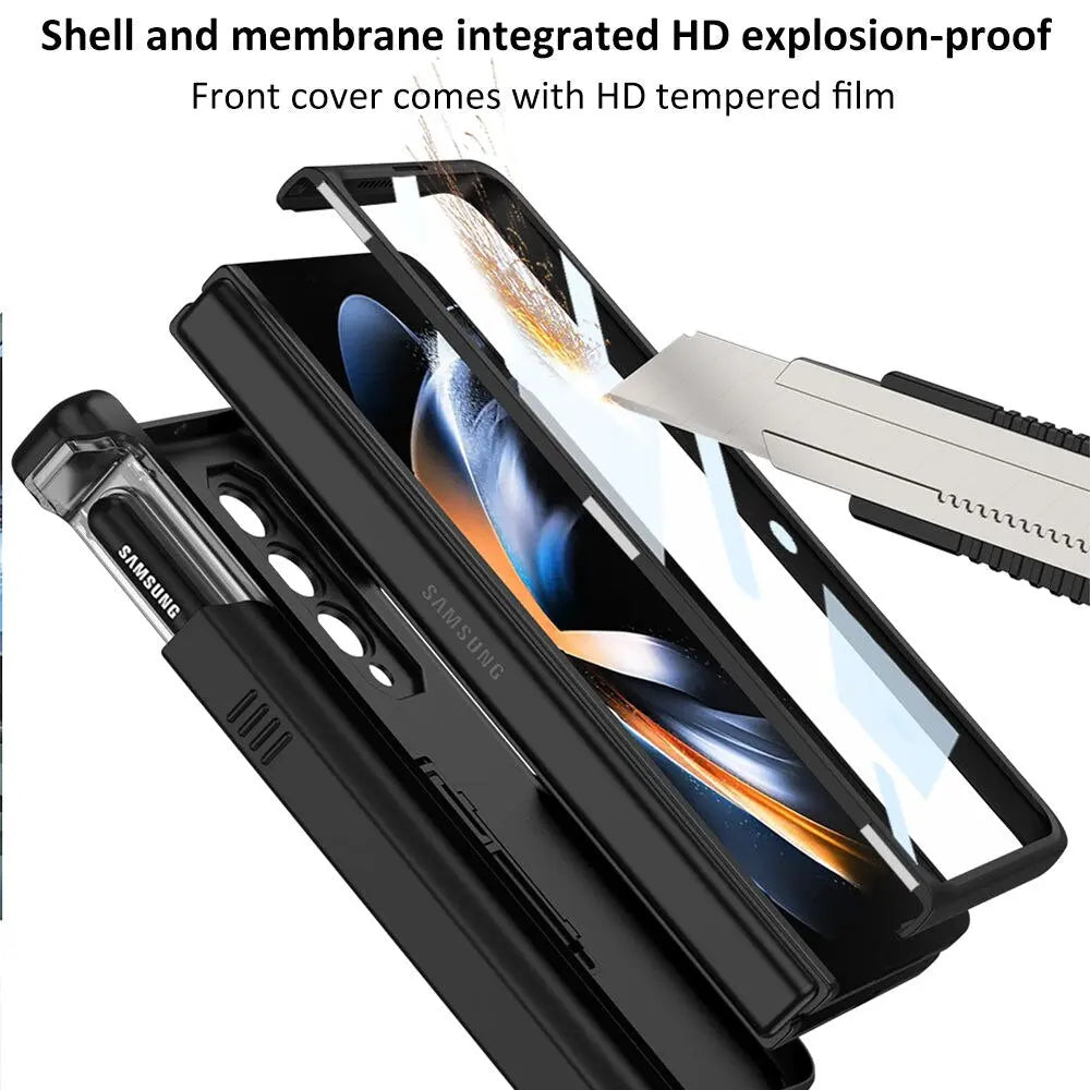 Pinnacle Magnetic Folding Armor Slide Pen Case For Samsung Galaxy Z Fold 4 - Pinnacle Luxuries