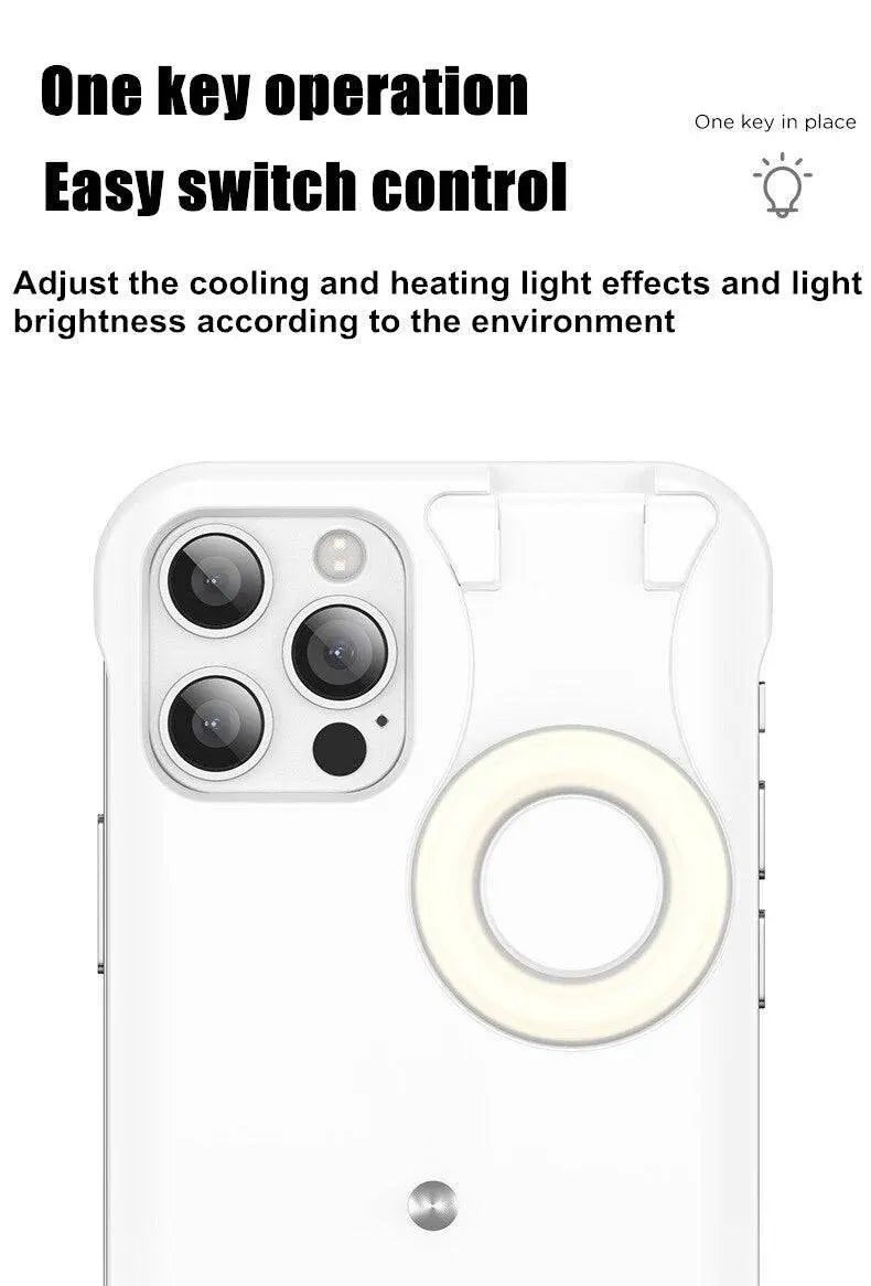 Selfie LED Flash Light Ring iPhone Case For iPhone 12 / iPhone 12 Pro / iPhone 12 Pro Max / iPhone 12 Mini - Pinnacle Luxuries