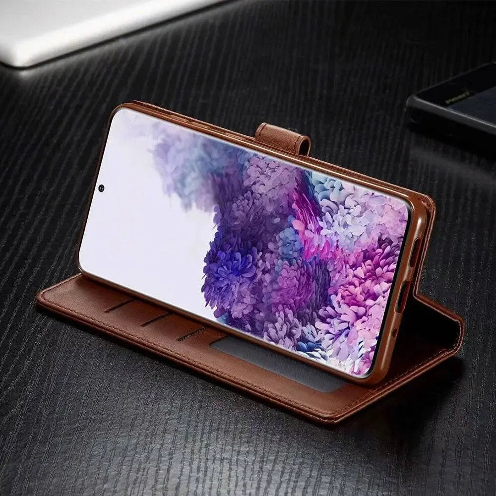 Vintage Genuine Leather Luxury Wallet Case For Samsung Galaxy Phones - Pinnacle Luxuries