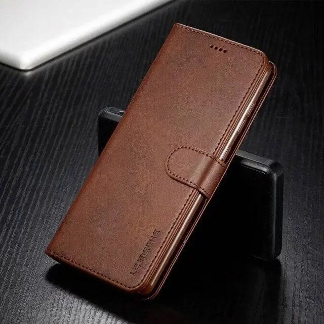 Vintage Genuine Leather Luxury Wallet Case For Samsung Galaxy Phones - Pinnacle Luxuries